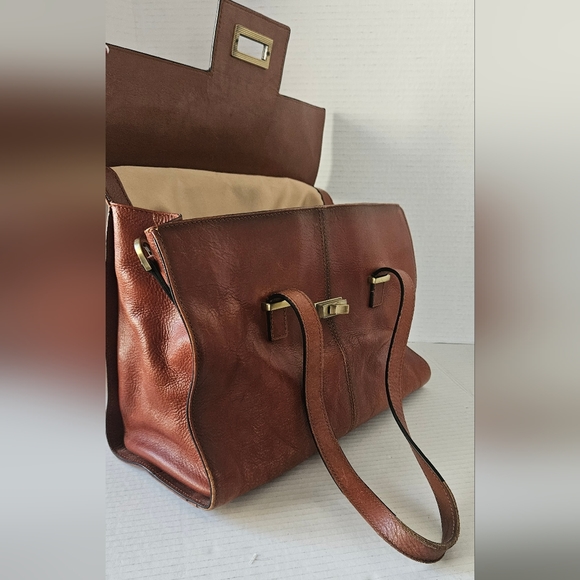 Banuce‎ Italian Vegetable Tanned Leather Satchel bag vintage - Picture 11 of 15